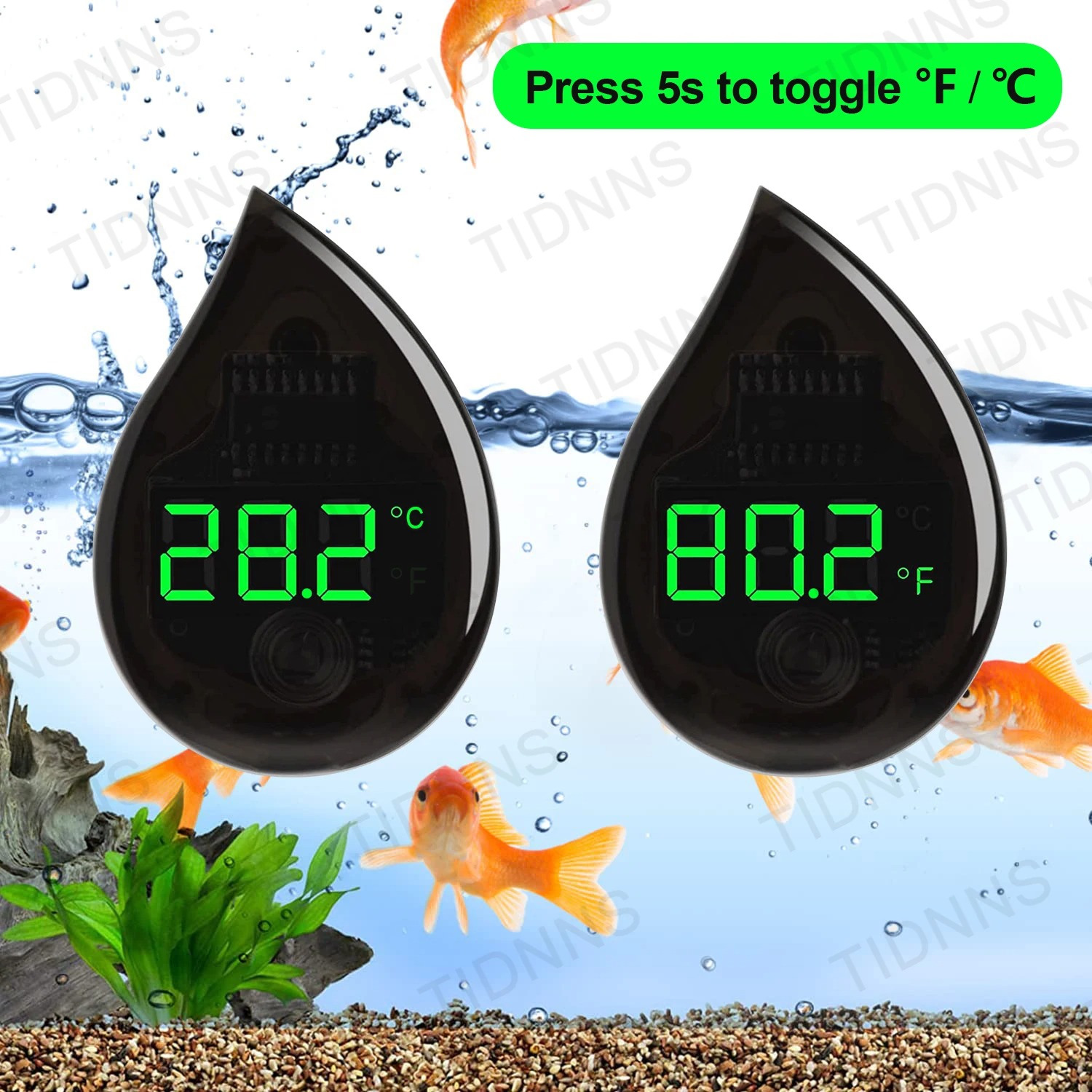 Planted Aquarium Temperature - Samoprzylepny termometr do akwarium LCD cyfrowy